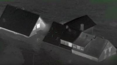 Ausschnitt aus Hubschraubervideo aus der Flutnacht an der Ahr