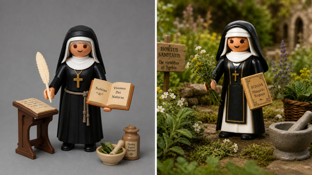 Heilige Hildegard als Playmobilfigur? 1 Hildegard aus Playmobil © KI generiert Stefan Sangmeister